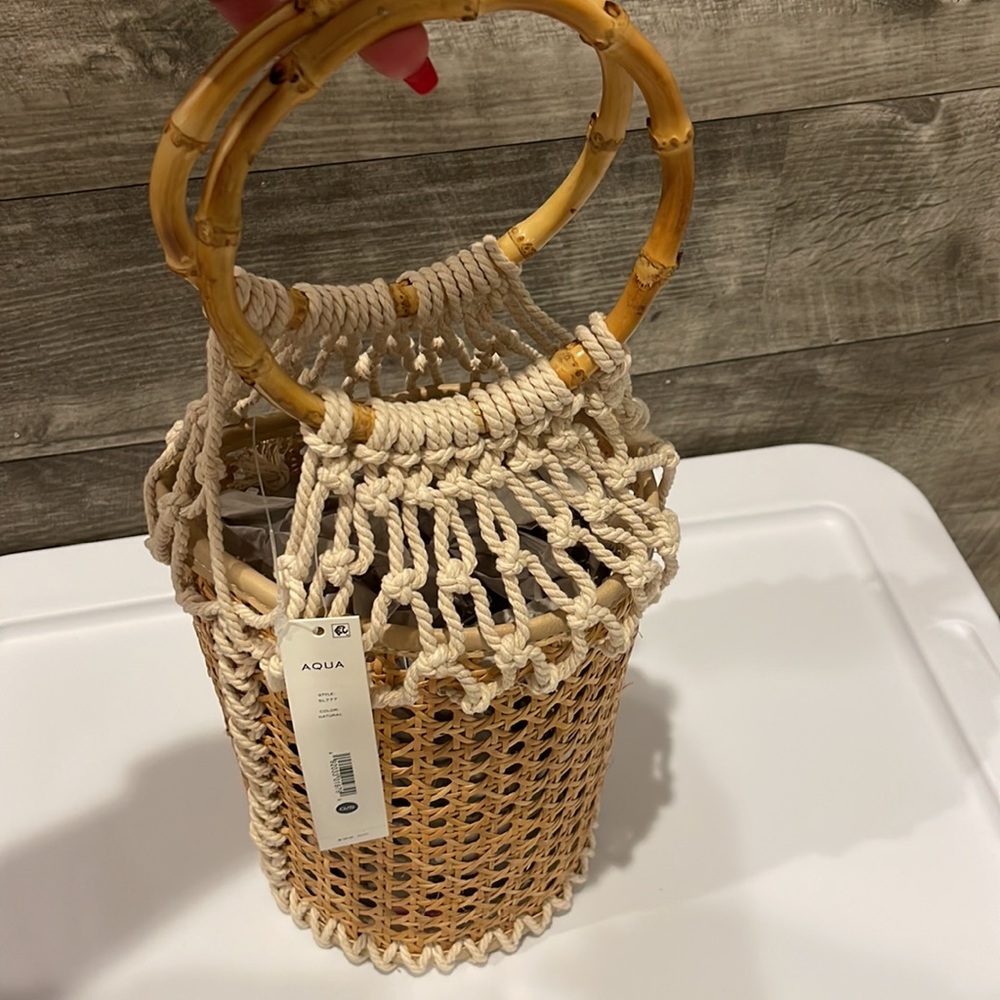 Aqua Bag NWT handbag with Bamboo/ Macrame natural materials - Picture 3 of 7